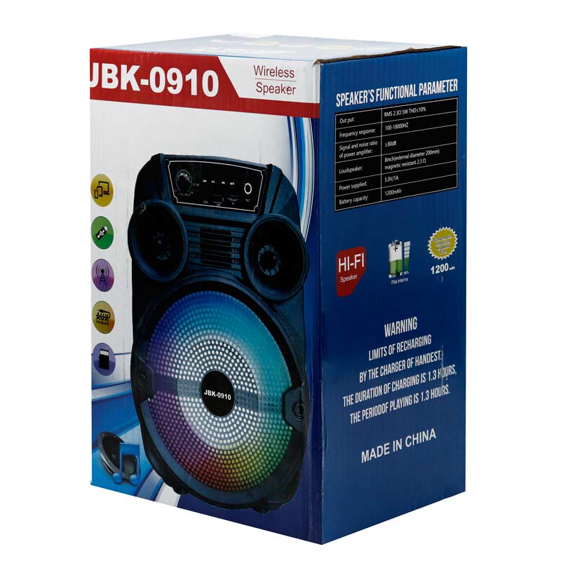 اسپیکر چمدانی بلوتوثی رم و فلش خور JBK-0910