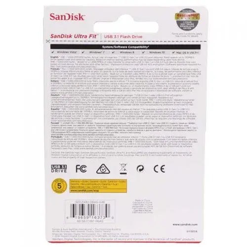 فلش ۶۴ گیگ سن دیسک SANDISK ULTRA FIT USB3.1