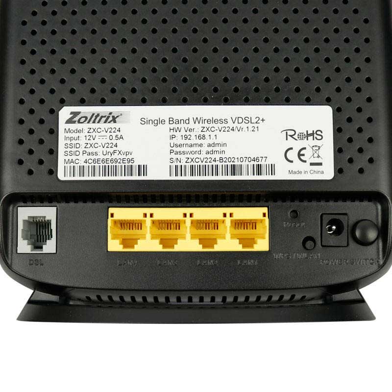 مودم روتر ۲ آنتن ZOLTRIX ZXC-V224 ADSL2+ / VDSL2+ 300MBPS