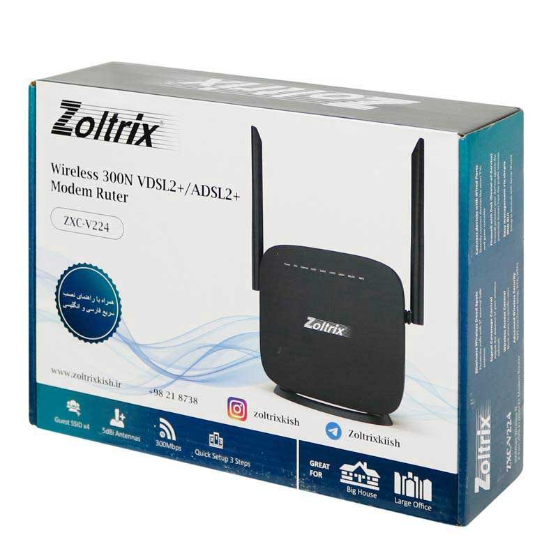 مودم روتر ۲ آنتن ZOLTRIX ZXC-V224 ADSL2+ / VDSL2+ 300MBPS